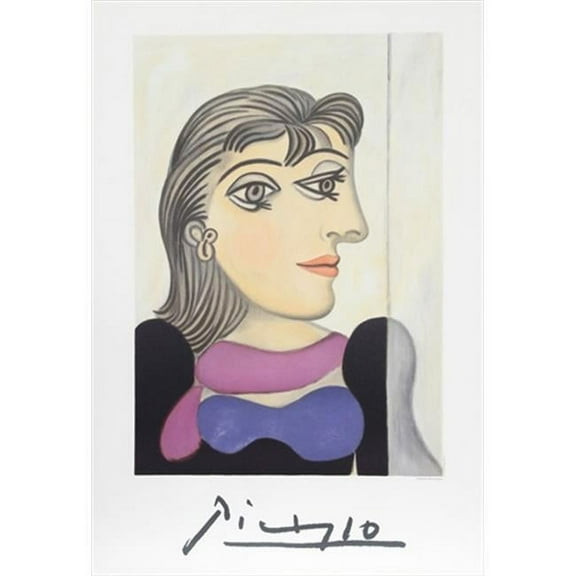 Pablo Picasso 2078 Buste de Femme au Foulard Mauve- Lithograph on Paper 29 In. x 22 In. - Purple- Pink- Gray