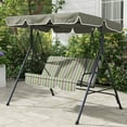 thumbnail image 2 of Outsunny 3-Seat Patio Swing Chair with Adjustable Canopy Green and Brown, 2 of 10