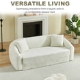thumbnail image 5 of Leumius 87" Convertible Futon Sofa Bed, Corduroy Curved Boneless Couch with High Backrest, 2-in-1 Fold-Out Sleeper Sofa with Pull-out Couch Bed,Beige-Square Pillow, 5 of 11