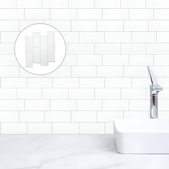 SELIVO 1 Sheet Of Self Adhesive Backsplash Peel And Stick Tile Backsplash Wall Tiles For Bathroom Peel And Stick White Tile Backsplash Peel And Stick For Kitchen Wall