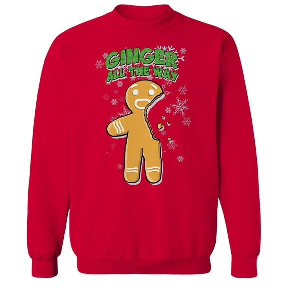 Christmas Holiday Ginger All The Way Graphic Red Men's Cotton Pullover Sweatshirt