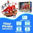 thumbnail image 4 of Kidplokio Pirate Ship Ocean Adventure Playset with Lights Sounds Action Figures, Red, Boys, Ages 3+, 4 of 4