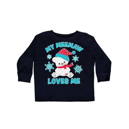 

Inktastic Polar Bear My Meemaw Loves Me in Santa Hat with Snowflakes Gift Toddler Boy or Toddler Girl Long Sleeve T-Shirt