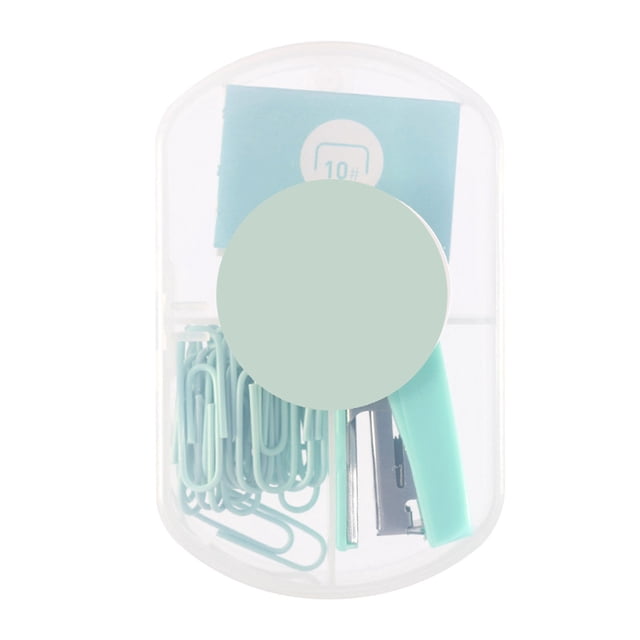 Mini grapadora portátil que ahorra esfuerzo, pequeña y bonita, con grapa y clip para oficina y escuela, color verde menta.