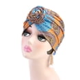 thumbnail image 5 of Minnieouse Estilos bohemios turbantes para mujeres Headwrap en forma de V Pre-Atado Sleep Beanie plisado Headcap Fashion Swirly Headcover naranja Type3 NO3, 5 of 5