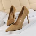 thumbnail image 3 of Zapatos de tacón alto con punta estrecha y boca poco profunda de gamuza para mujer, edición coreana, sexys, ajustados, para mujer, 3 of 5