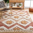 thumbnail image 2 of SAFAVIEH Moroccan Tassel Dawson Geometric Shag Area Rug, Rust/Ivory, 8' x 10', 2 of 8