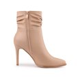 thumbnail image 3 of Unique Bargains Women's Slouchy Side Zip Stiletto Heel Ankle Boots Nude (Size 9.5), 3 of 7
