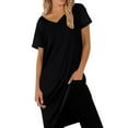 thumbnail image 7 of Baberdicy Backless Maternity Nightgown - Women's Summer Cross Strap Sleep Dress, Lightweight Nursing Friendly Pajama Dress (Black | M), 7 of 7