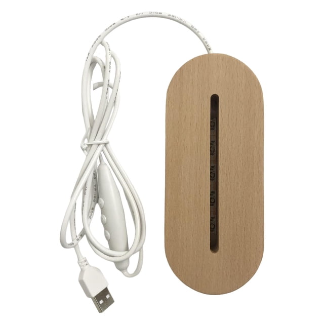 Base de luz LED de madera, exhibición de arte acrílico de ranura larga, Oval Yuyangstore Luz base