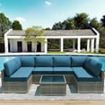 thumbnail image 2 of Yalissey Outdoor Replacement Cushions for Patio Furniture,Water-Resistant Sofa Cushions for Rattan Wicker Sectional Patio Conversation Sets,14-Piece Outdoor Couch Cushions Patio Sofa,Peacock Blue, 2 of 8