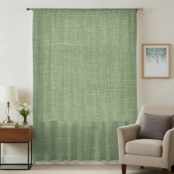 Vintage Forest Green Sheer Curtains 54" Long, Farmhouse Retro Solid Color Linen Texture Light Filering Curtains, Breathable Simi Curtain Privacy Drapes for Kitchen Bathroom Nursery Window Treatment
