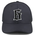 thumbnail image 4 of Daxton Premium Mid Profile Hat Semi Curved Visor Charcoal Cap White Black Gothic Embroidered, Number 6, 4 of 4