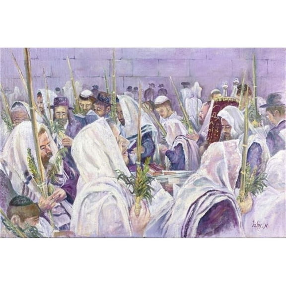 4 ft. 7 in. x 10 ft. Extra Large Fabric Hakafoth At the Kotel Print Sukkah Mural Decoration