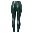 thumbnail image 5 of Ediodpoh Women Loose Fit Pleather Leggings Stretch High Waisted Warm Slim Leather Pants Winter Solid Casual Pant Leather Pants for Women Green XL, 5 of 6
