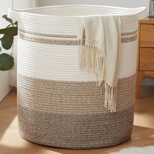 Cesta de ropa sucia OIAHOMY 115 L con asas para sala de estar, color amarillo
