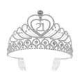 thumbnail image 1 of EeaseCA Birthday Party Rhinestone Crystal Tiara Crown Sweet 21 Birthday Tiara (Silver), 1 of 7
