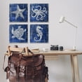 thumbnail image 3 of Stupell Industries Sea Life on Abstract Blue Nautical & Beach Painting Wrapped Canvas Art Print Wall Art, 17 x 17, Set of 4, 3 of 8