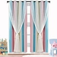thumbnail image 5 of Curtains for Living Room Polyester-Cotton Blend, Curtain 1 Rainbow Curtain (Pink-One Size), 5 of 8