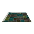 thumbnail image 2 of Ahgly Company Machine Washable Indoor Square Patchwork Turquoise Blue Transitional Area Rugs, 3' Square, 2 of 4