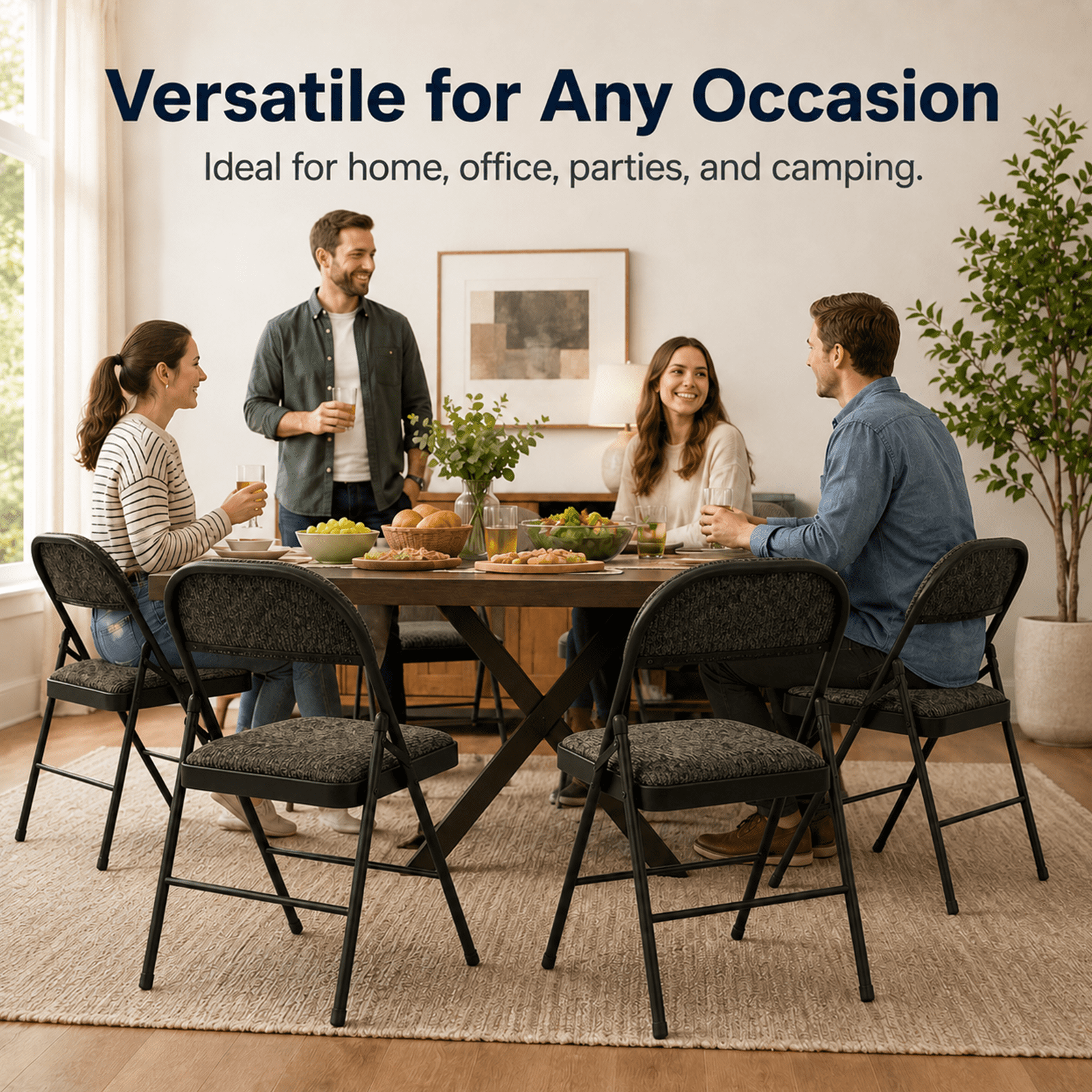 Alvantor Folding Chairs with Padded Cushion and Back, Sturdy Steel Stackable, Portable Dining Chair Set for Home and Office, Conference, Wedding, Party, Patio