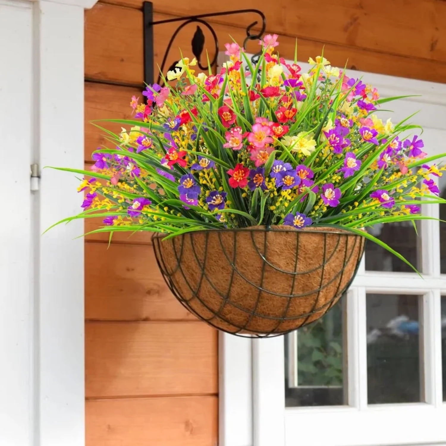 20 Bundles Artificial Flowers , Plastic UV Resistant Faux Plants for Indoor Outdoor Home Decor, Spring Summer Garden Porch Decoration (Multicolor)