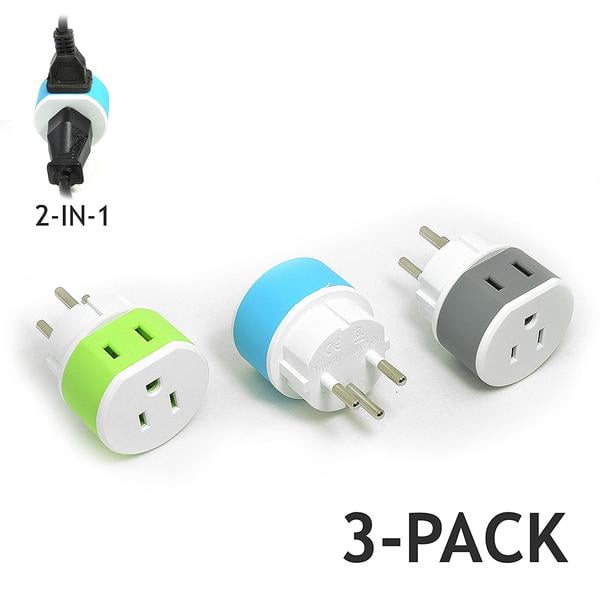 Will Not Convert Voltage Black - 2-Pack Type D Orei 2 in 1 USA to India Adapter Plug 