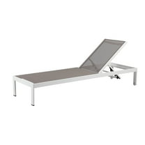 Edie 76 Inch Outdoor Adjustable Chaise Lounger, Metal Frame, Gray Textilene - Saltoro Sherpi