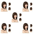 thumbnail image 3 of braveheart Style With Bob Wig With Adjustable Size Brown Cap Wigs With Bangs Bob Wigs 5Set, 3 of 6