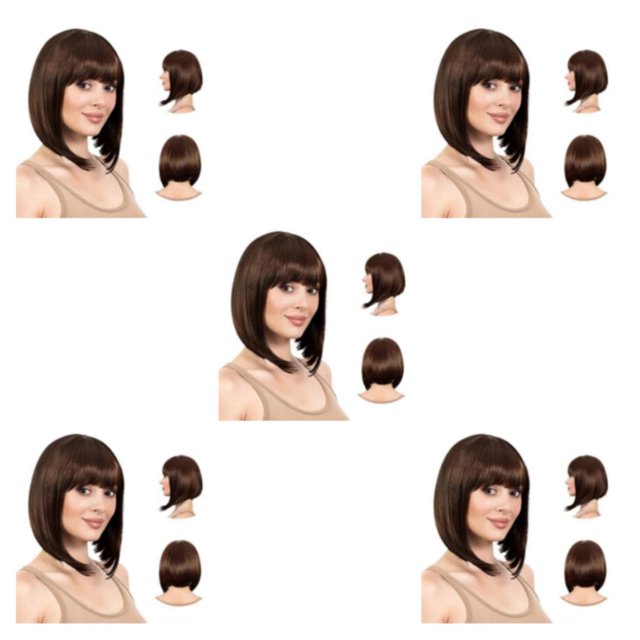 QualitChoice Natural And Seamless Look With These Bob Wigs With Bangs Brown Cap Hair Wig 5Set