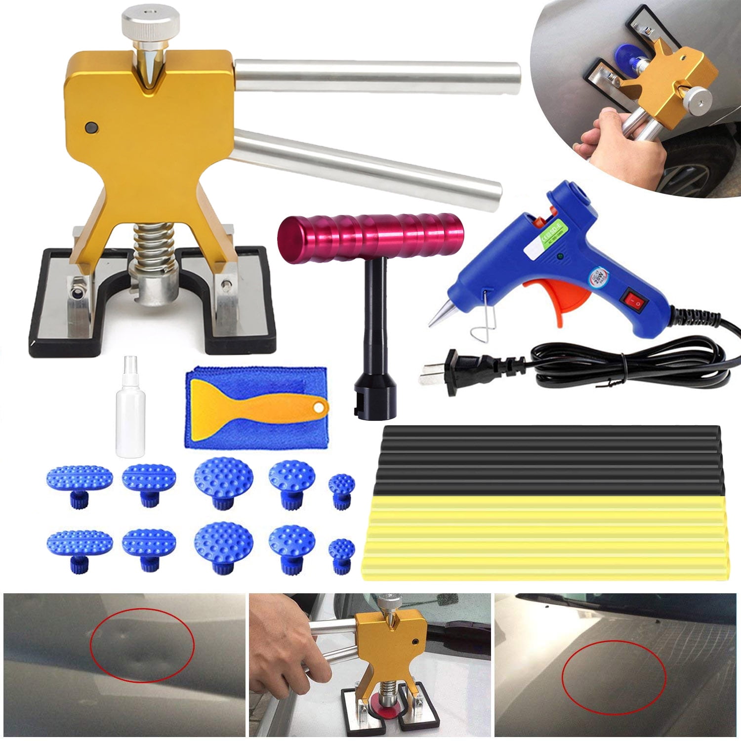 Auto Body Dent Puller Kits Paintless Dent Removal Tools Dent Lifter