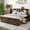 Wood, variant on King Size Bed Frame with Storage Headboard, Wooden Platform Bed with USB Charging Station and Drawers, No Box Spring Needed, White