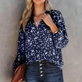 thumbnail image 6 of SCSAlgin Women's Casual V Neck Floral Printed Smocked Long Sleeve Chiffon Blouses Bohemian Top Shirts, 6 of 7