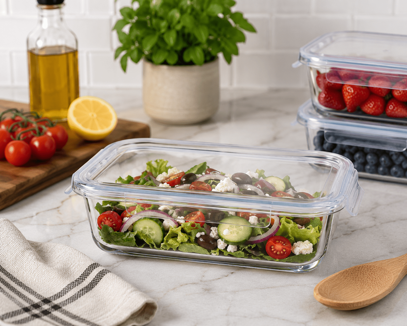 Con-Tact Rectangular Glass with Easy Snap Lid -4.4c