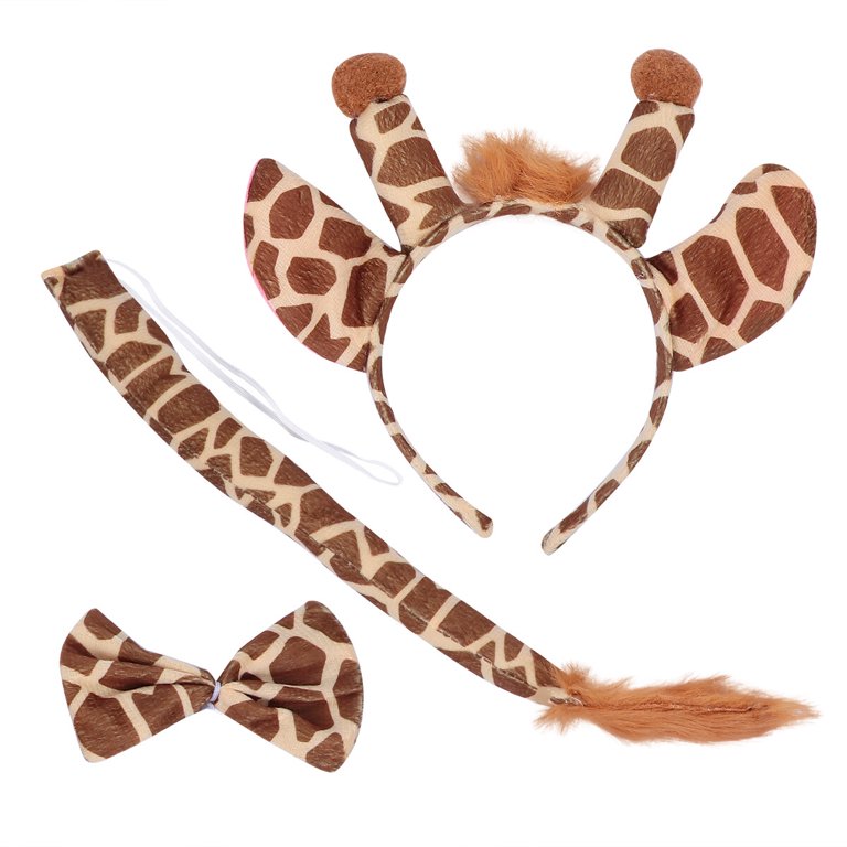 Ladies Kids Fancy Dress Giraffe Set Ears on Band & Tail New by Smiffys