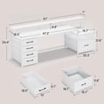 thumbnail image 2 of SEDETA White Computer Desk with 5 Drawer & Power Outlet & Monitor Shelf, Home Office Desk with File Drawer, Storage Shelves and Printer Cabinet, Gaming Desk with Led Lights, 2 of 8