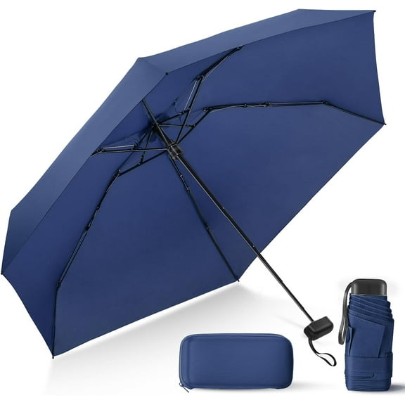 Compact Travel Umbrella with Case - Mini Umbrella for Purse, Small Lightweight &Tiny Design Perfect for Parasol Outdoor Sun&Rain Umbrellas