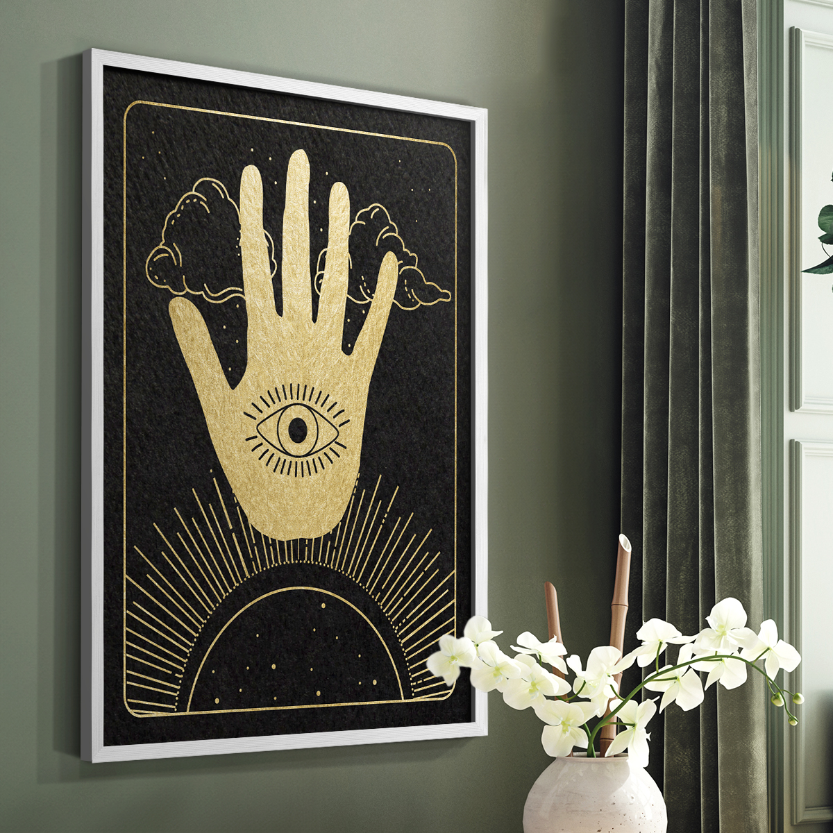 Celestial Palm in Paper Solid Wood 11 x 14 Framed Print