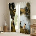 thumbnail image 3 of Homewish Pet Puppy Dogs Black Out Curtains,Fishing And Hunting Curtains Pack of 2 (42x63 Each),Oil Painting Artistic Bedroom Curtains For Men Women,Super Cozy Room Decor, 3 of 6