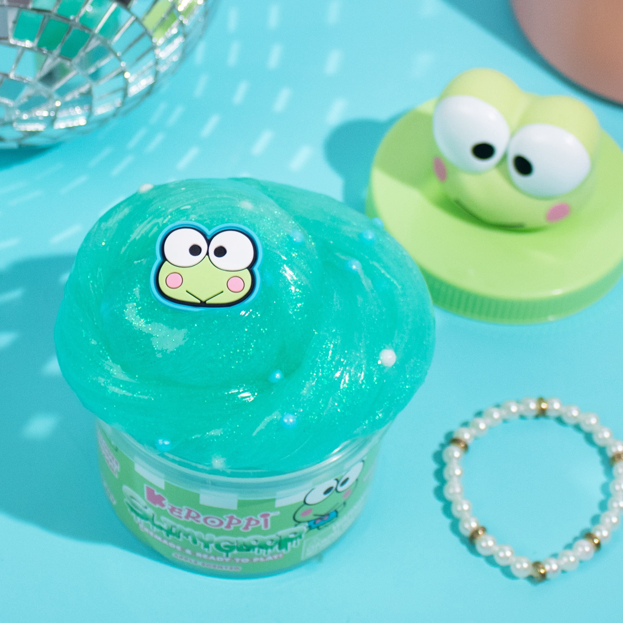 Hello Kitty® - Keroppi SLIMYGLOOP Jar, 8 oz Green & Teal Apple-Scented Slime