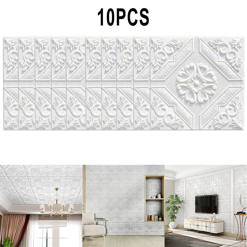 Fancy 10Pcs 3D Brick Wall Stickers Foam Self Adhesive Wallpaper