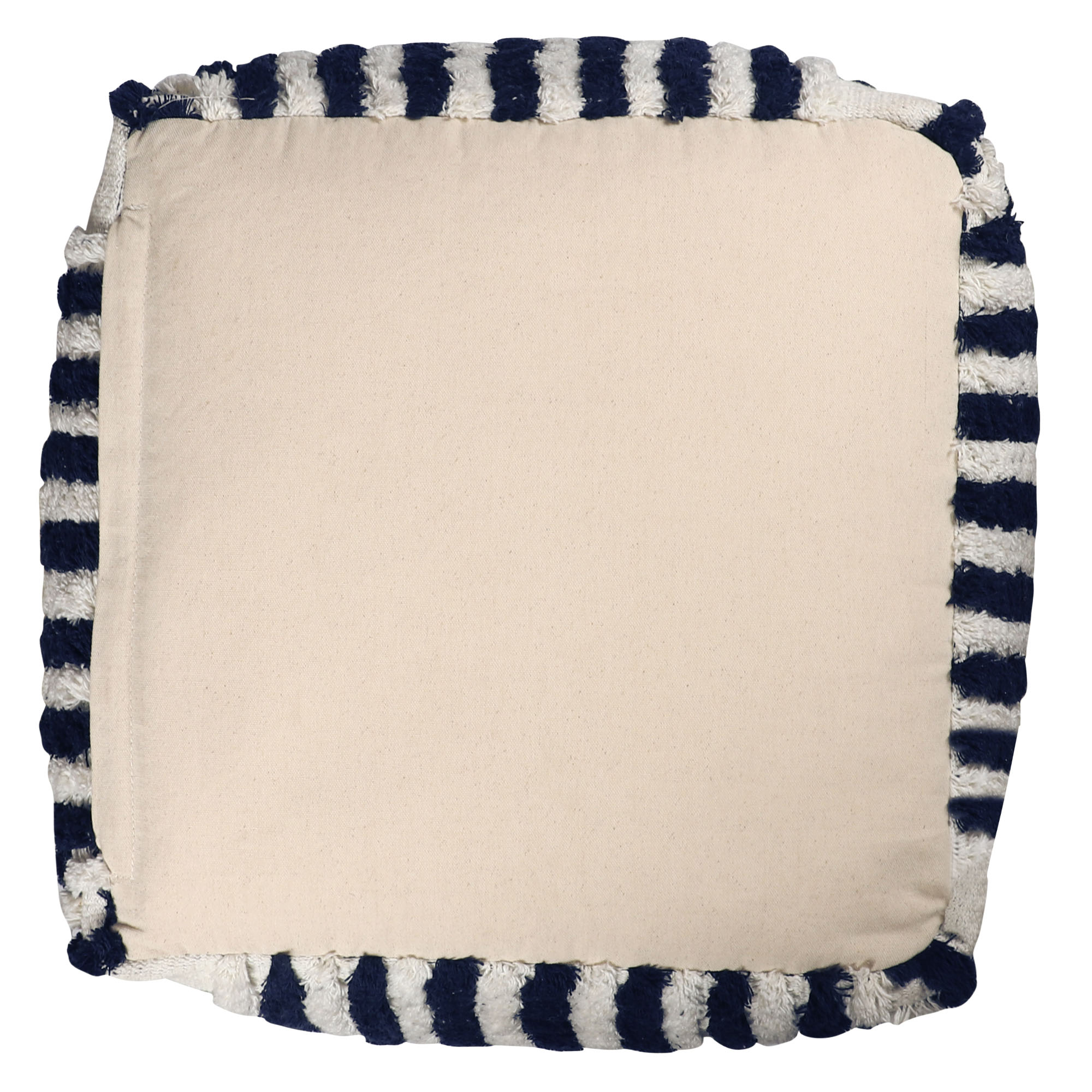 Stacy Garcia Square Geometric Over-tufted Cotton Medium-Sized Indoor Pouf, 18"x18"x18"