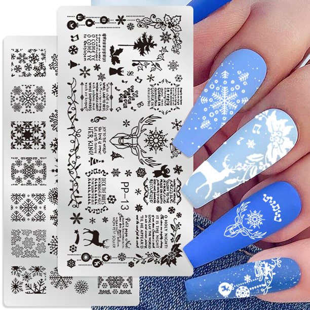 Nail Stamping Plates Christmas Pattern Nail Art Plate Stamp Templates Flower Butterfly Printing Stencil Tools Stainless Steel zhangyuxiang LED