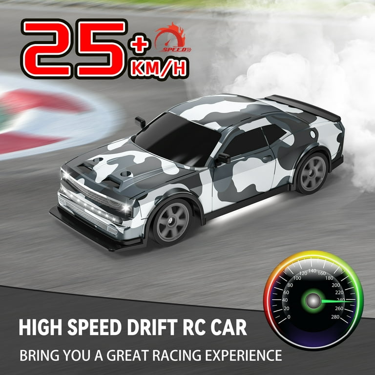 AUOSHI Drift RC Car 1:16 4WD Remote Control Racing Car 2.4Ghz High-Speed RC  Racing Car with 2 Rechargeable Batteries and Led Lights Vehicle Toy Gifts  for Kids Camouflage Gray 