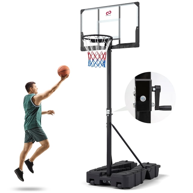 Patiojoy Panier de Basketball Pliable Support de Basketball Réglable en Continu avec Base Lestée Stable