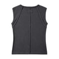 thumbnail image 5 of Oiangi Tank Top Women Crew Neck Ribbed Knit Sleeveless Shirts Casual Dressy Going Out Tanks Dark Gray 2XL, 5 of 7
