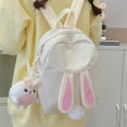 thumbnail image 4 of GobdXE Back To School Unisex Student Solid Nylon 3D Bunny Ear Mini Backpack Fluffy Plush Tail Lightweight Casual Daypack Size:One Size, 4 of 6