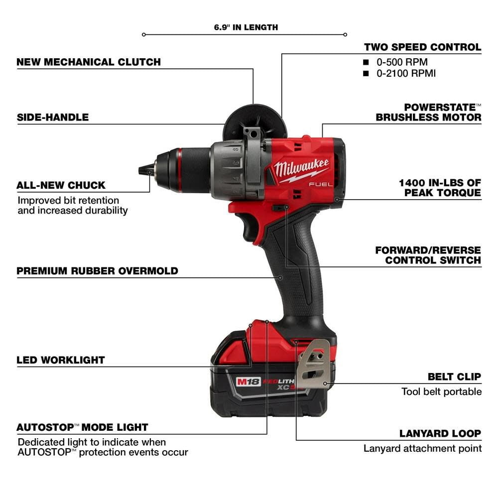 Milwaukee M18 FUEL 18 V 1/2 in. Brushless Cordless Drill/Driver Kit (Battery & Charger)