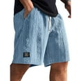 thumbnail image 3 of Havenre Mens Daily Jacquard Textured Shorts Casual Drawstring Elastic Waist Lounge Short Pants Loose Fit Comfy Beach Shorts with Pockets Blue XXL, 3 of 4