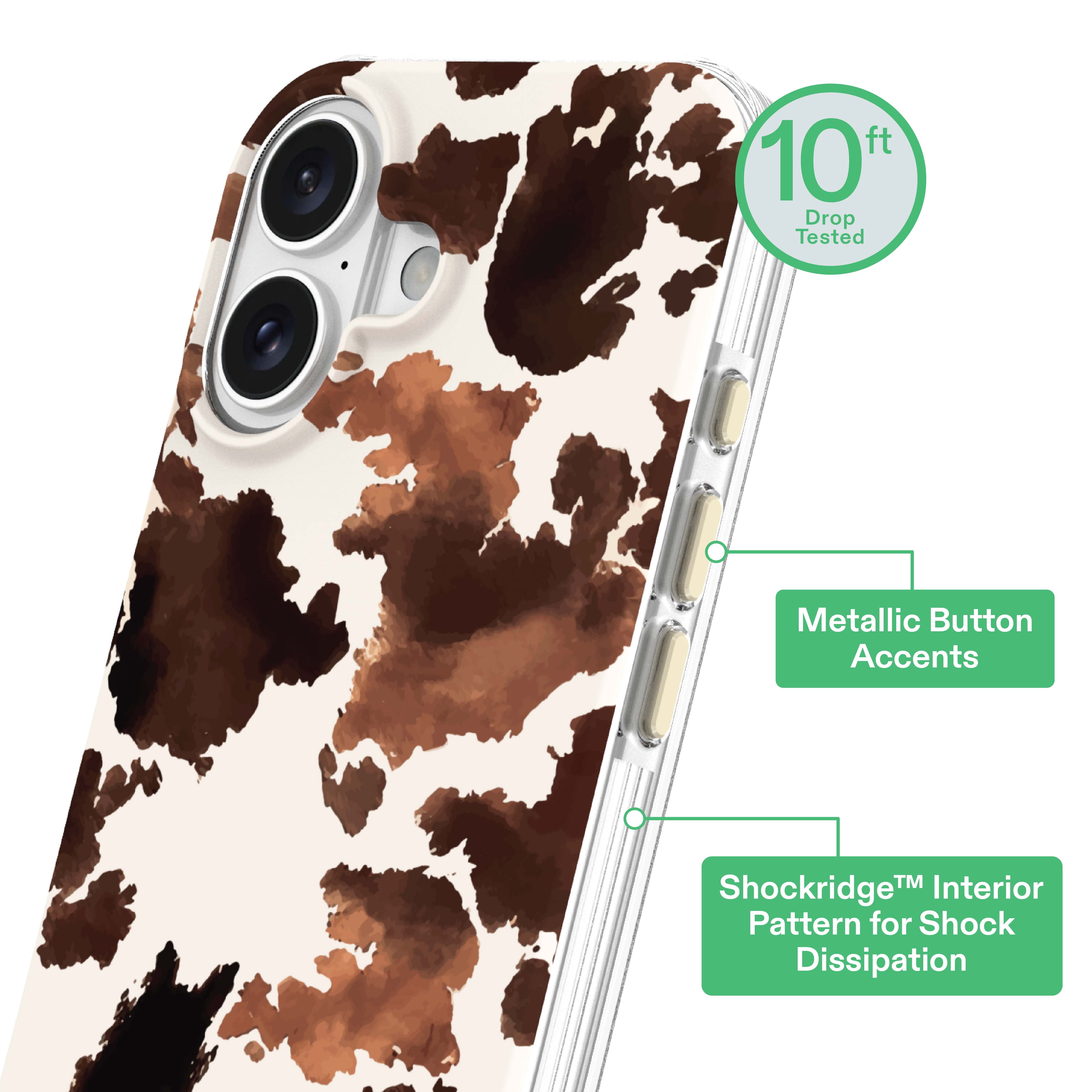 onn Phone Case for iPhone 17, MagSafe Compatible - Cow Print